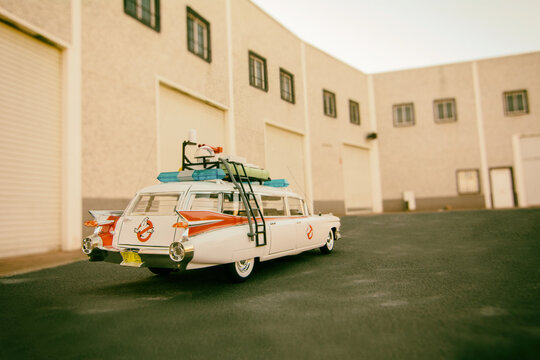 veh&iacute;culo de cine, a escala, maqueta, dioramas, editorial, cazafantasmas, ecto 1