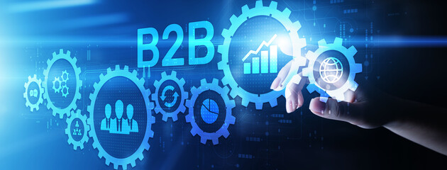 B2B Business-to-Business marketing strategy cooperation communication finance concept.