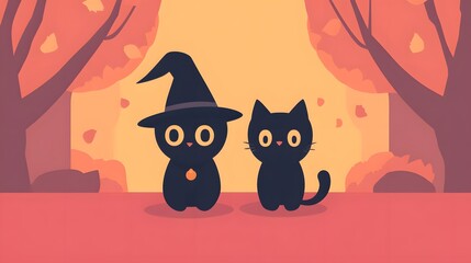 Cute Halloween Costumes with Witch and Cat Characters