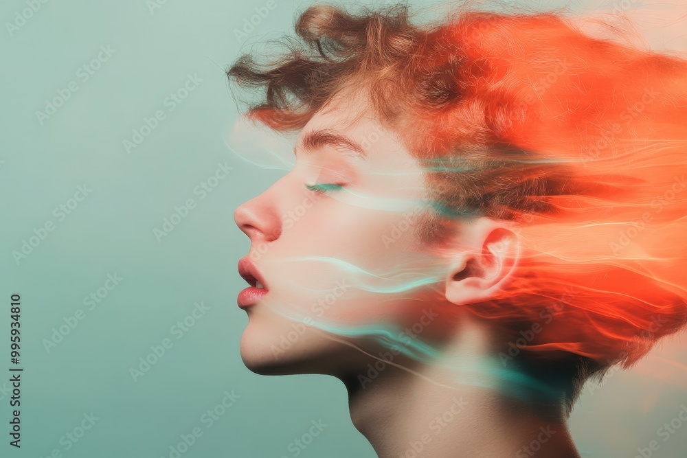 Poster exploring the depths of perception: an abstract representation of hearing in vibrant colors