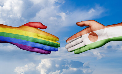 Niger and LGBT movement country handshaking with flags, consensus concept international co-operation illustration
