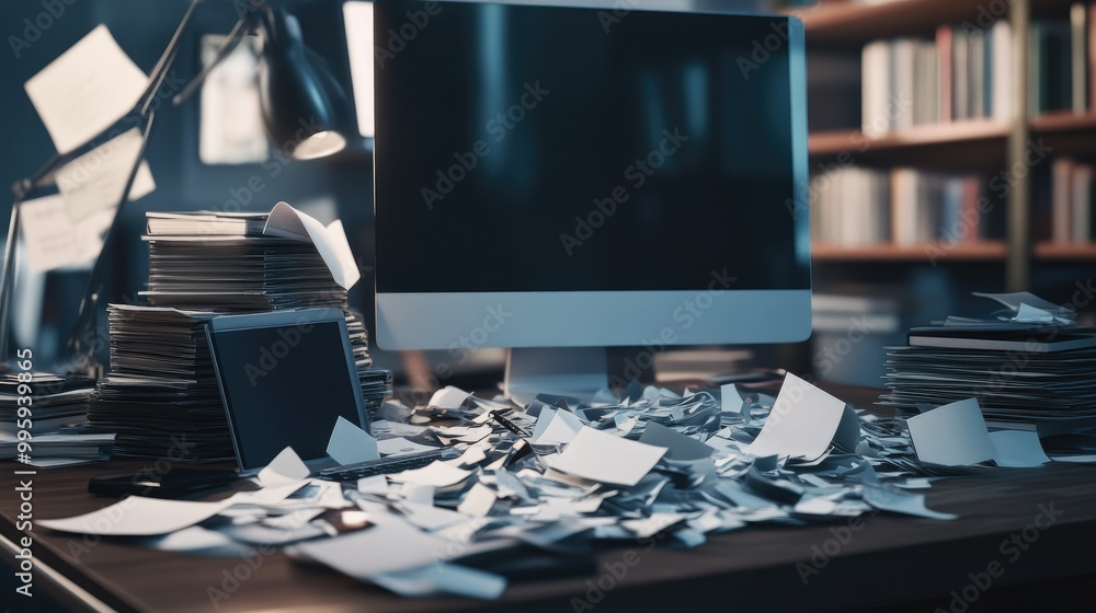Poster clean digital desktop after file deletion, symbolizing the removal of unnecessary digital clutter.