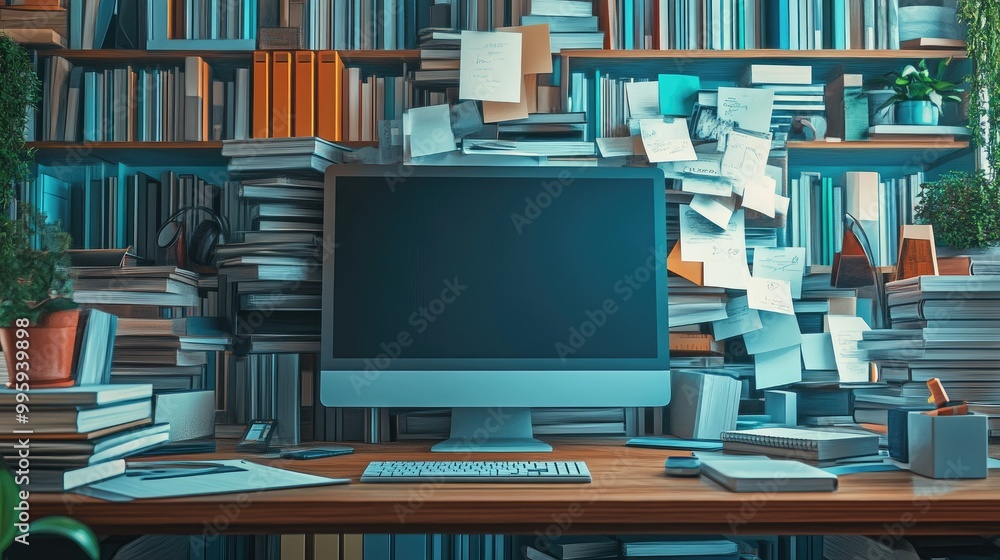 Poster clean digital desktop after file deletion, symbolizing the removal of unnecessary digital clutter.
