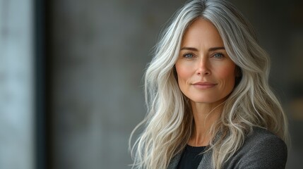 Fototapeta premium Portrait of a Beautiful Mature Woman with Silver Hair