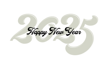 Happy New Year 2025 text design vector, Happy New Year 2025 typography