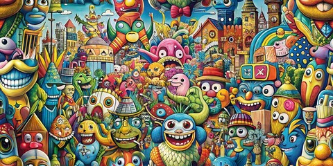 Fototapeta premium seamless graffiti street art pattern urban, concrete, colourful, vibrant, paint, abstract, artistic, creativity, culture, style, artwork, backgrounds