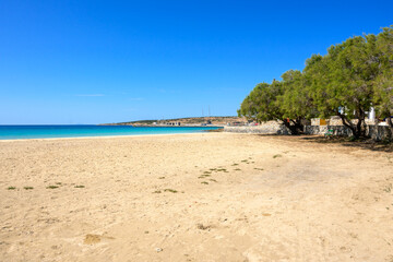 Ammos beach, a sandy beach with crystal clear waters. Ano Koufonisi island. Small Cyclades, Greece