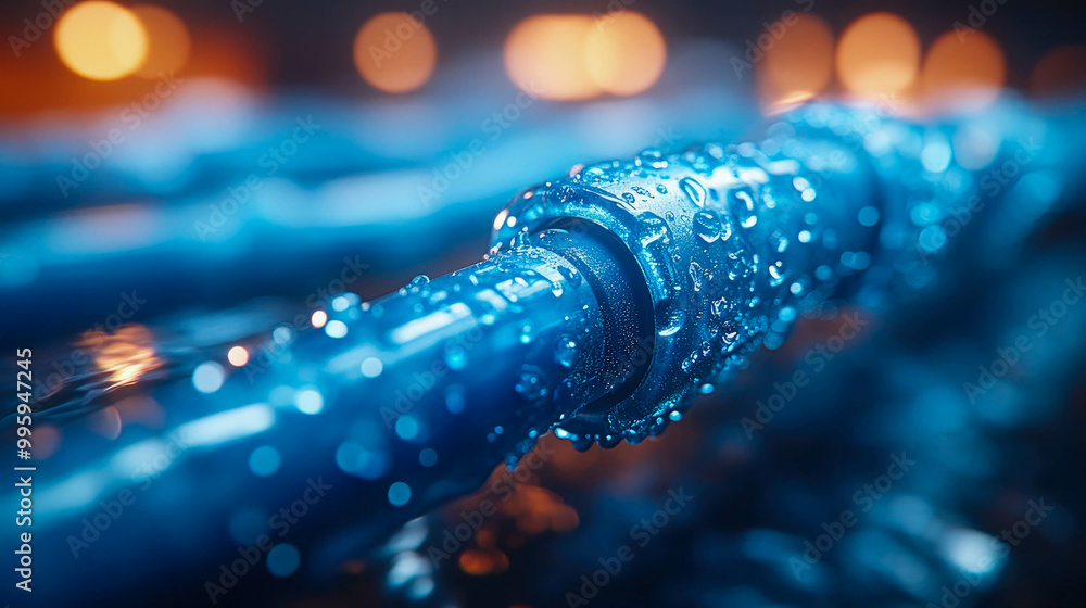 Poster high-tech glowing network cables in motion, showcasing intricate details of modern data connections