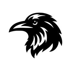 Vector logo of a flying raven. black and white illustration of a crow isolated on white background. can be used as a tattoo, emblem, logo.