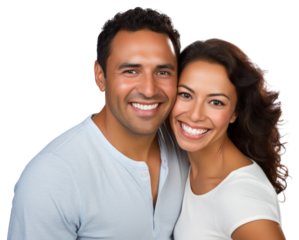 Hispanic couple laughing portrait people.
