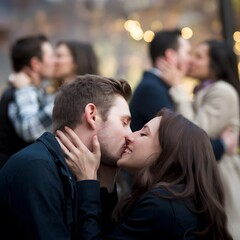 portrait of happy couples