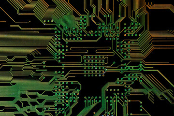 Background with a printed circuit board. The concept of modern technologies.