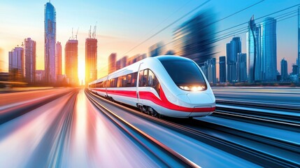 High Speed Train in Cityscape