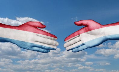 Luxembourg country handshaking with flags, consensus concept international co-operation illustration