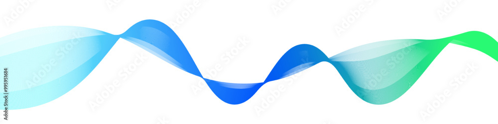 Poster Vector wave dynamic music lines. Blue and green abstract lines. Sound waves on transparent background for your design. Vector EPS 10