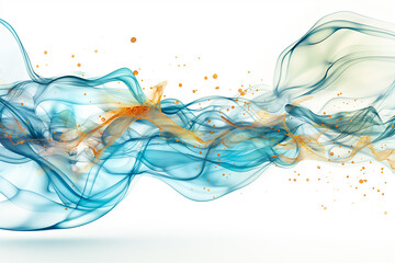 Fototapeta premium Flowing and intertwining, the vibrant blue and gold forms create a dynamic visual effect that enhances modern digital aesthetics suitable for wallpaper or backgrounds