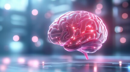 Human Brain with glowing lights