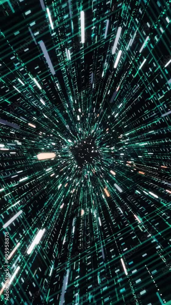 Poster cyber square tunnel with neon stripes. animation. hypnotic effect of diving into cyber space through