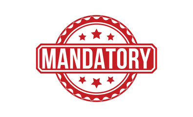 MANDATORY Red rubber stamp on white background. MANDATORY stamp sign. MANDATORY stamp.