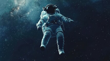 Astronaut Floating in Space with Starry Background