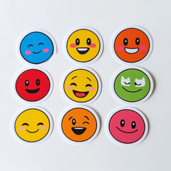Fototapeta premium A set of happy face stickers