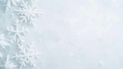 Abstract snowflake patterns on a frosted glass surface, soft lighting for a cool winter decorative feel.