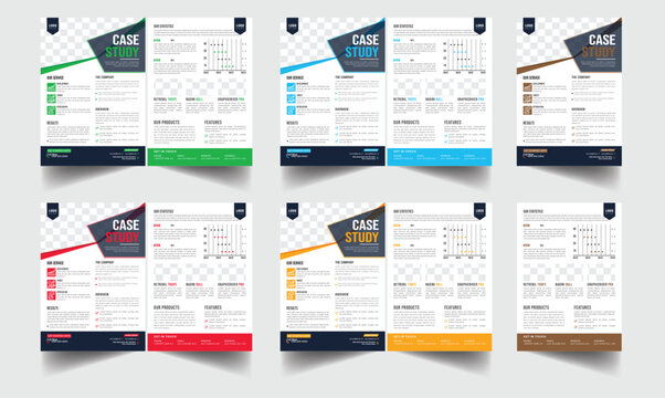Case study template | Data Sheet layiut template | Business case study layout with yellow elements | Double side flyer template