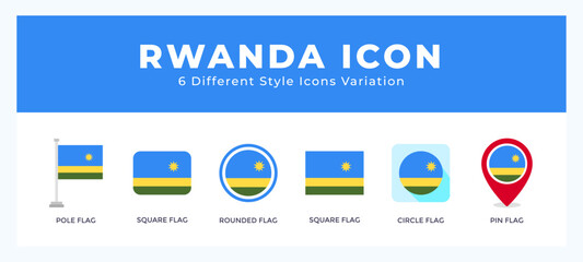 Rwanda icon symbol. logo illustration with different styles