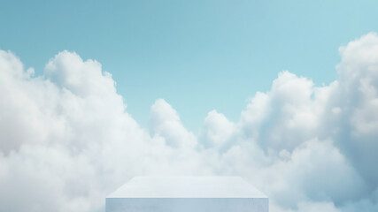 podium on middle of cloud surface background