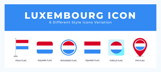 Luxembourg icon set with different styles. Vector illustration.
