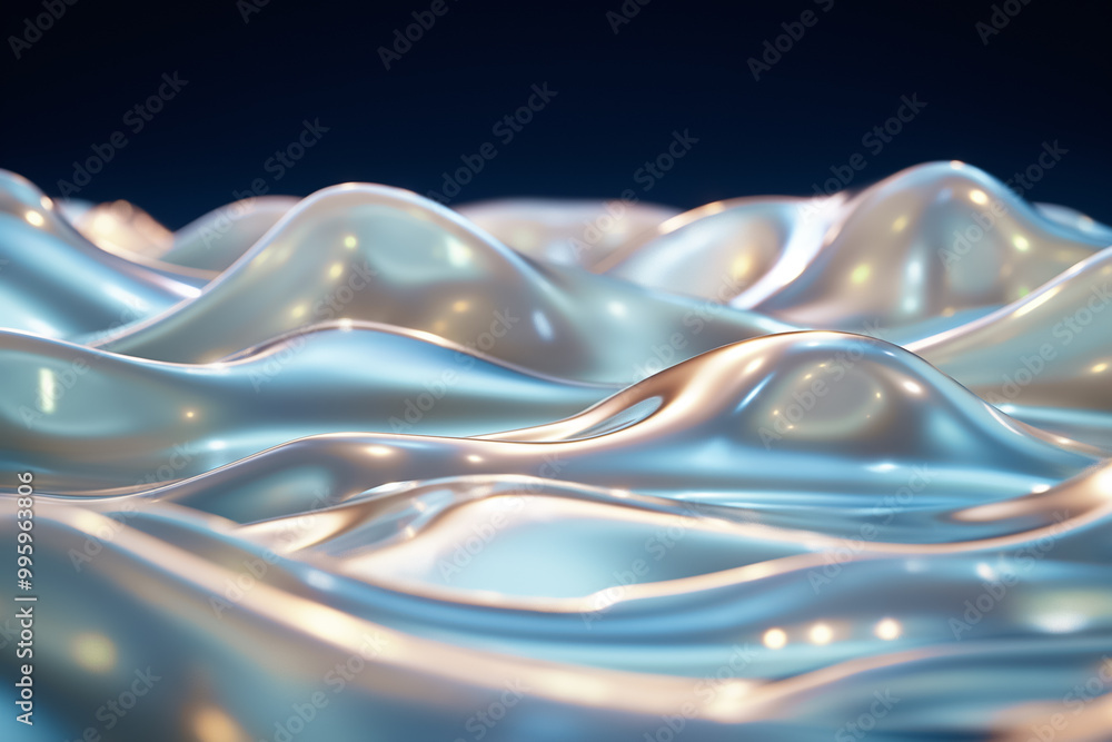 Poster gentle waves undulate across a smooth surface, reflecting light and creating a serene atmosphere. a 