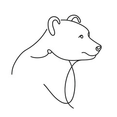 A bear is drawn in a black and white style. The bear has a black nose and is looking at the camera