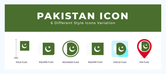 Pakistan icon in filled. thin line. outline stroke and flat style.