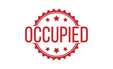 Occupied Red rubber stamp on white background. Occupied stamp sign. Occupied stamp.