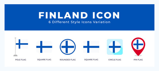 Finland icon symbol set. outline. glyph black. flat color and filled line color.