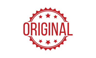 Original Red rubber stamp on white background. Original stamp sign. Original stamp.