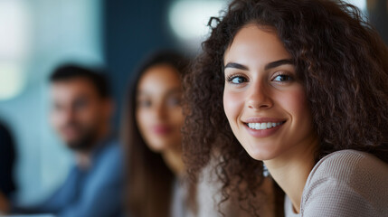 Diverse group of young professionals attending a workshop engaging with the speaker, professional development, diverse coworkers, young business people