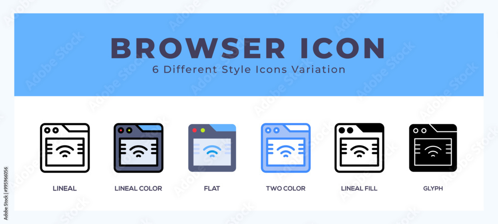 Poster browser icon set with different styles. icons designed in filled. outline. flat. glyph and line colo