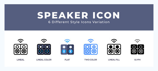 Speaker icon symbol. logo illustration with different styles