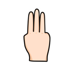 Obraz premium vector illustration of hand showing number three, good for counting number hand