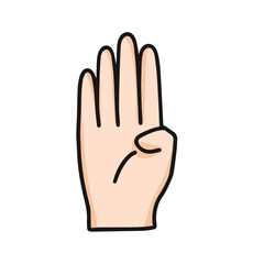 Obraz premium vector illustration of hand showing number four