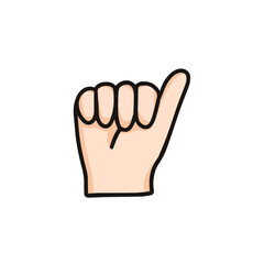 vector illustration of hand showing recommended, okay, agreement, number six