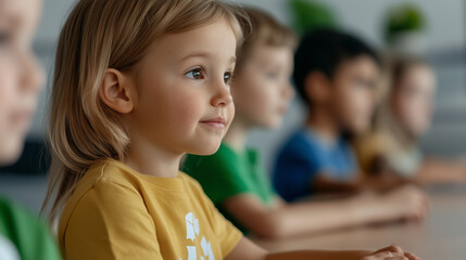 Classroom of students learning about recycling and sustainability, education, eco-friendly practices, environmental awareness