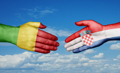 Croatia and Mali country handshaking with flags, consensus concept international co-operation illustration