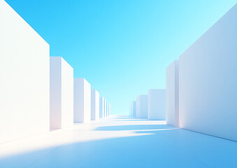 Abstract 3d rendering minimalist style architectural space scene