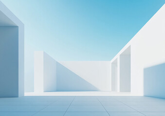 Abstract 3d rendering minimalist style architectural space scene