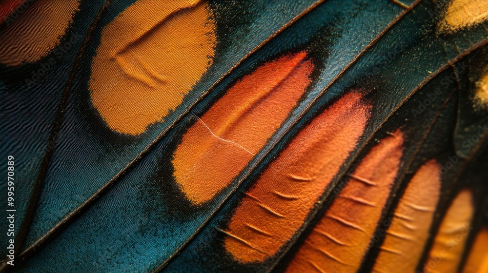 Poster close-up of a butterfly wing's intricate pattern and texture