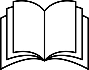 Line art book icon, outline book illustration with thin line.