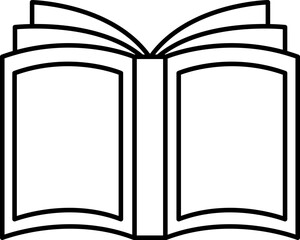 Line art book icon, outline book illustration with thin line.