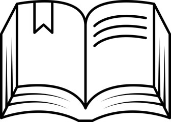 Line art book icon, outline book illustration with thin line.